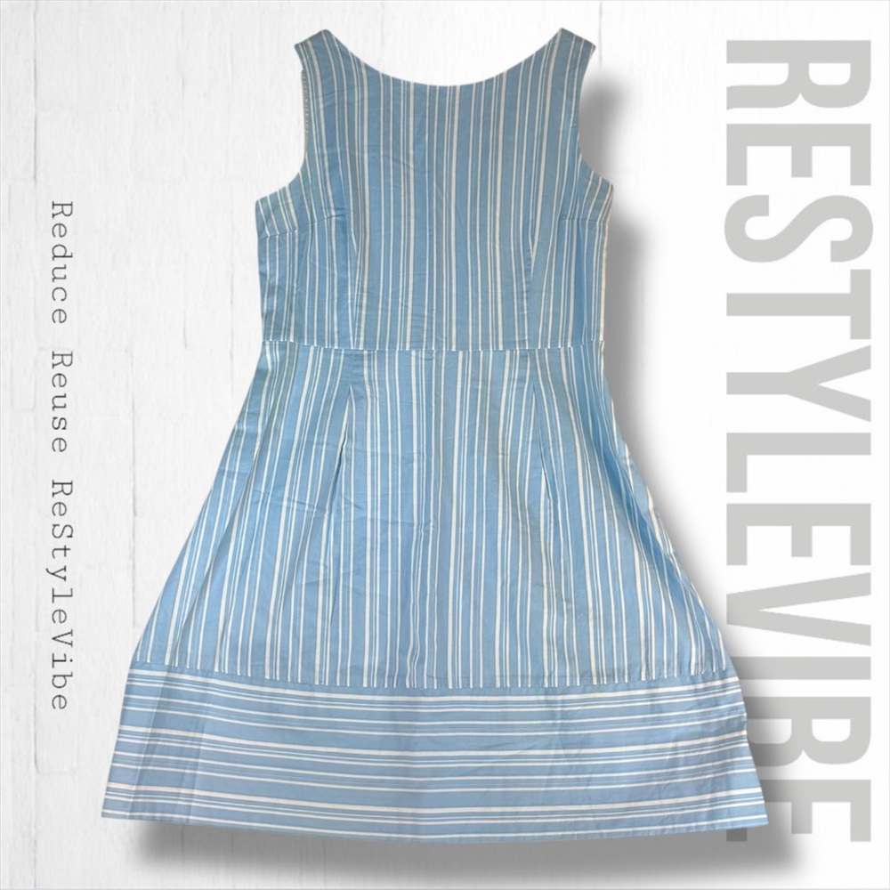 LANDS’ END Women’s Size 12 Dress Cotton Lined Striped Sleeveless Mini Length